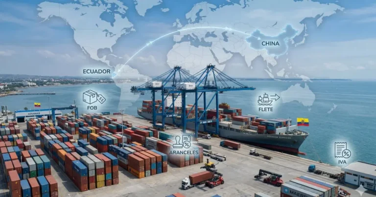Desglose gráfico de costos para entender cuánto cuesta importar desde China a Ecuador en 2026.