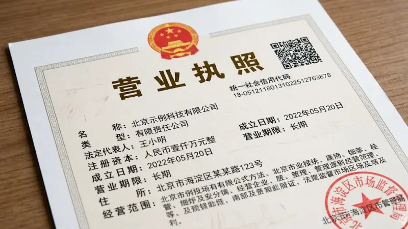 Licencia comercial china para verificar proveedores